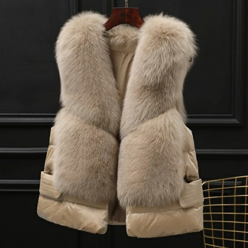 2019 Fox Fur Down Feather Puffer Vest